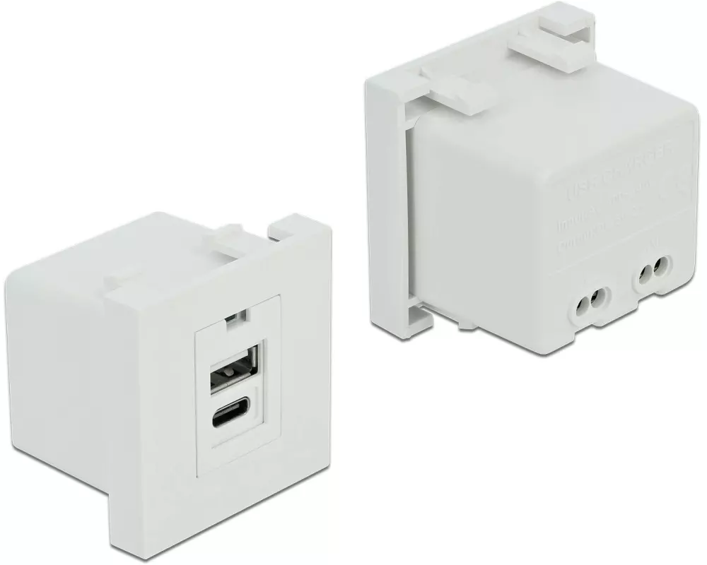 Delock Easy 45 USB Ladeportmodul 1 x USB Typ-A + 1 x USB Type-C