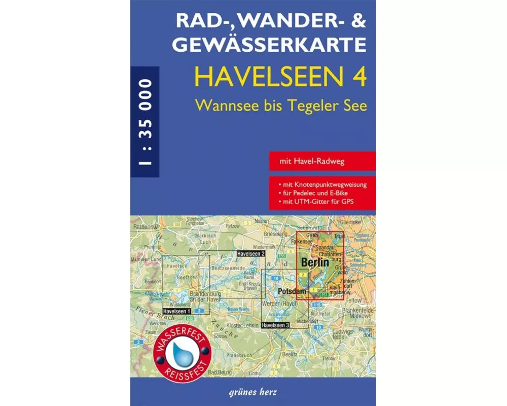 Rad-, Wander- und Gewässerkarte Havelseen 4: Wannsee bis Tegeler See