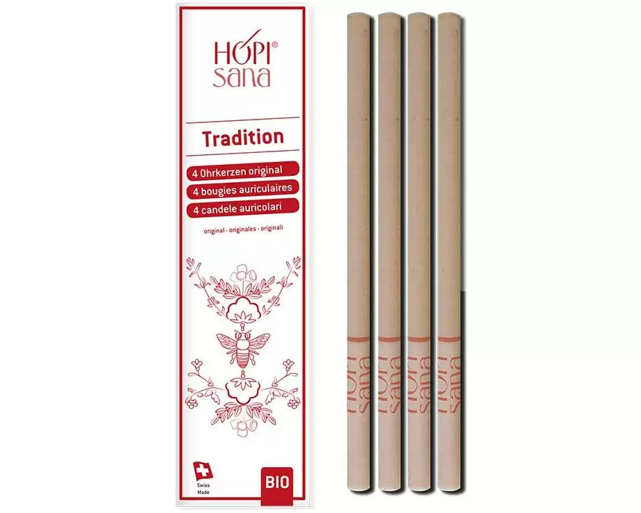 HOPIsana Ohrenkerze Tradition rot 4 Stück