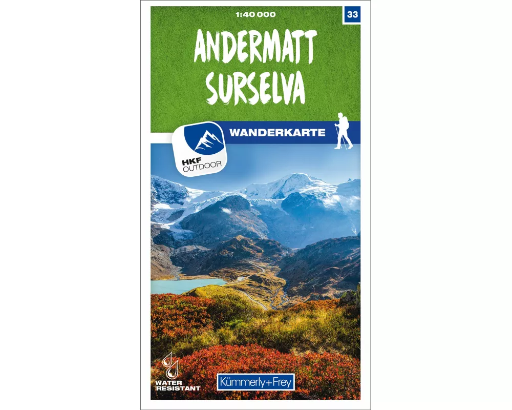 Kümmerly+Frey Wanderkarte 33 Andermatt, Surselva 1:40.000