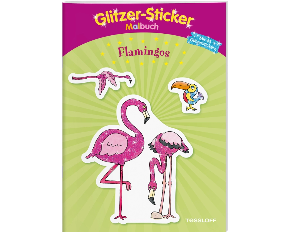 Glitzer-Sticker Malbuch Flamingos