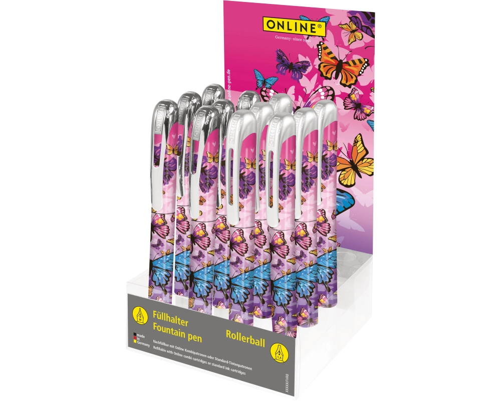 ONLINE Display College Schreibgeräte 08400/12 Butterfly, assortiert 12 Stk.