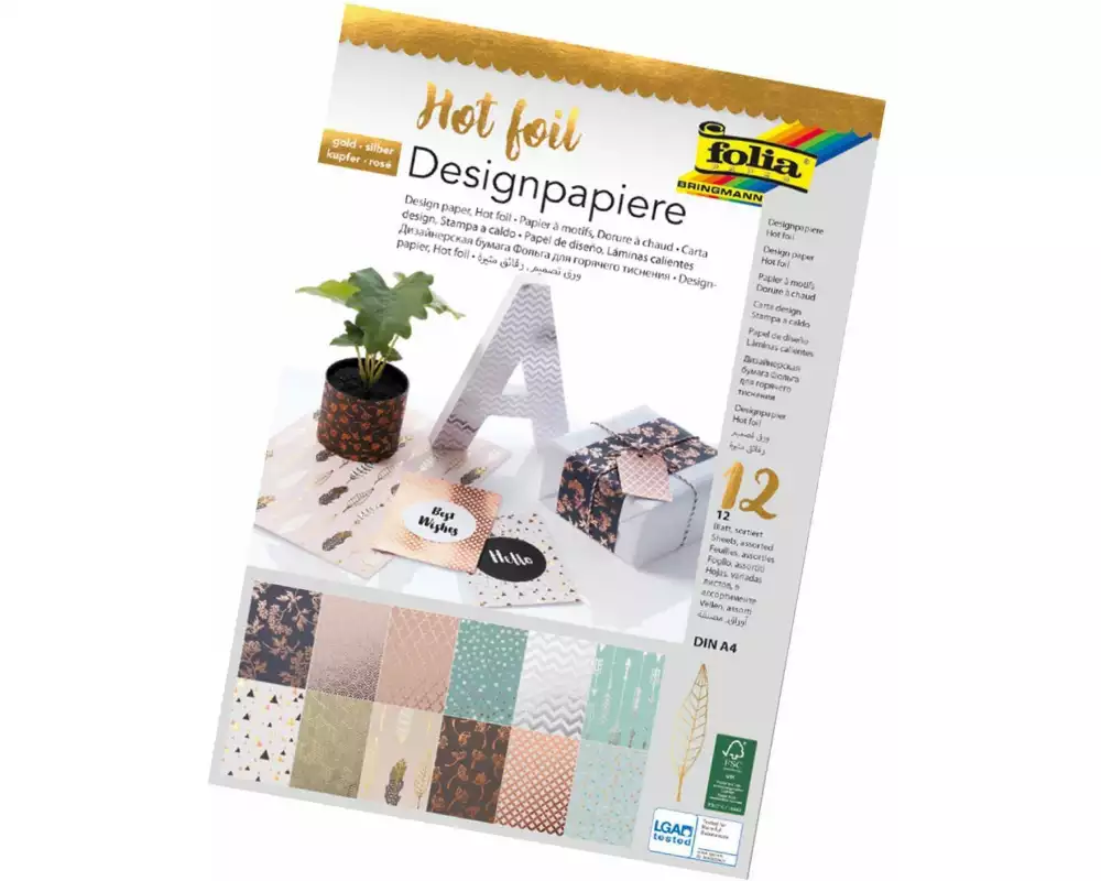 Folia Designpapier Hot foil Gold/Silber/Mint/Weiss