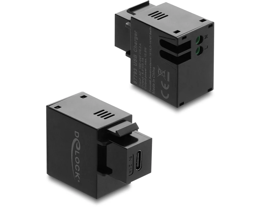 Delock Keystone-Modul USB Type-C zu 2 Pin Terminalblock 10.5 W