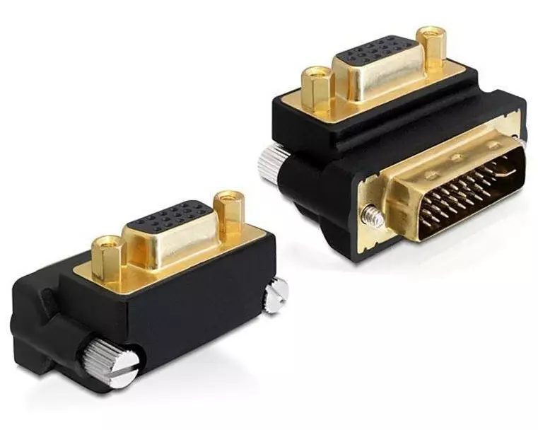 Delock Winkeladapter 270°, m-f DVI-I - VGA
