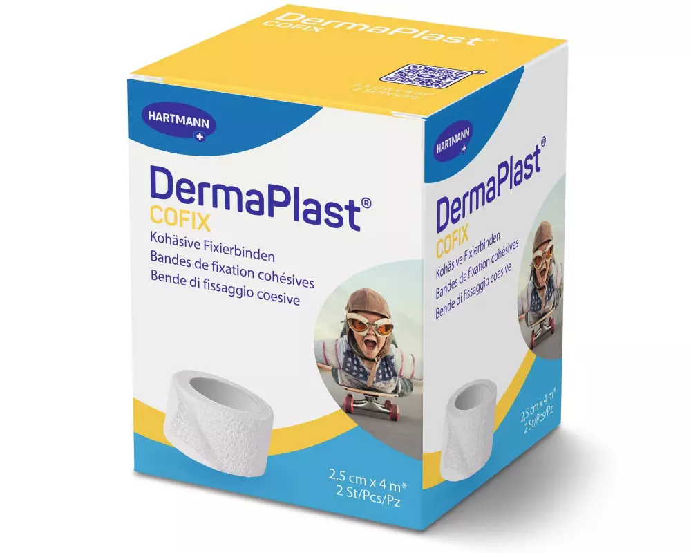 DermaPlast Gazebinde Cofix weiss 2.5 cm x 4 m, 2 Stück