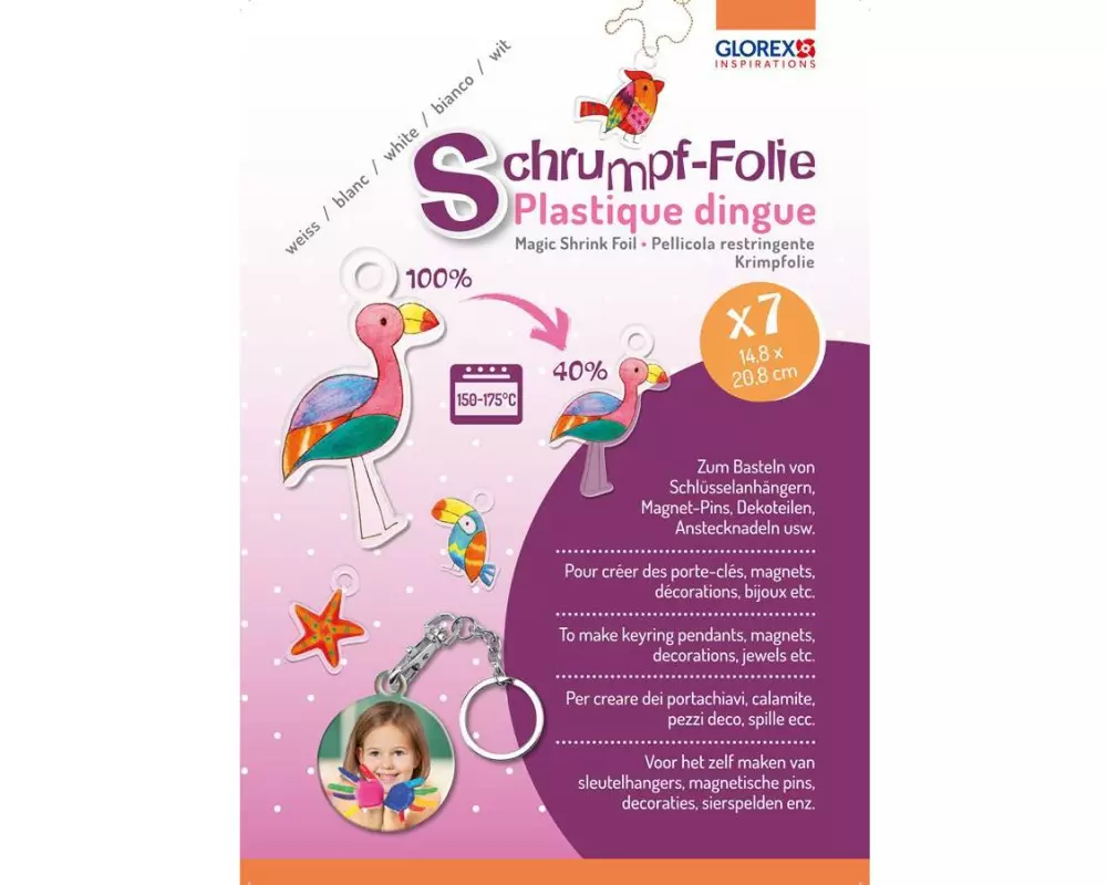 Glorex Schrumpffolie Transparent, A5, 7 Bogen