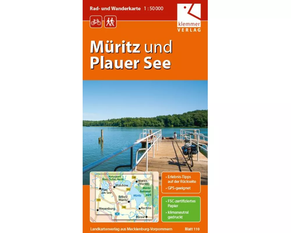 Rad- und Wanderkarte Müritz und Plauer See