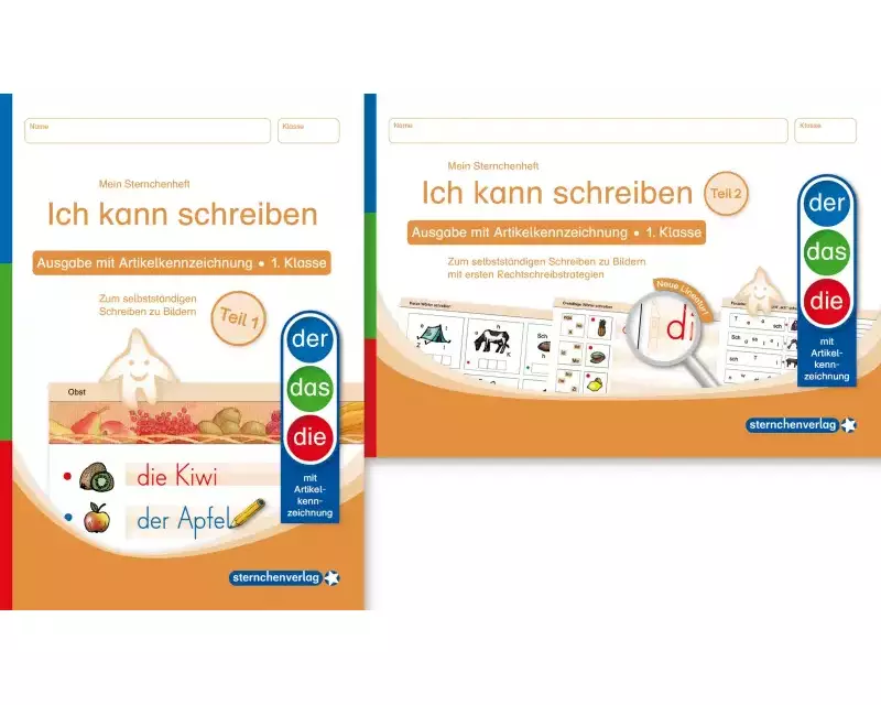 Ich kann schreiben Teil 1 und 2 im Set - Ausgabe mit Artikelkennzeichnung (DaZ) - Schülerarbeitshefte für die 1. Klasse