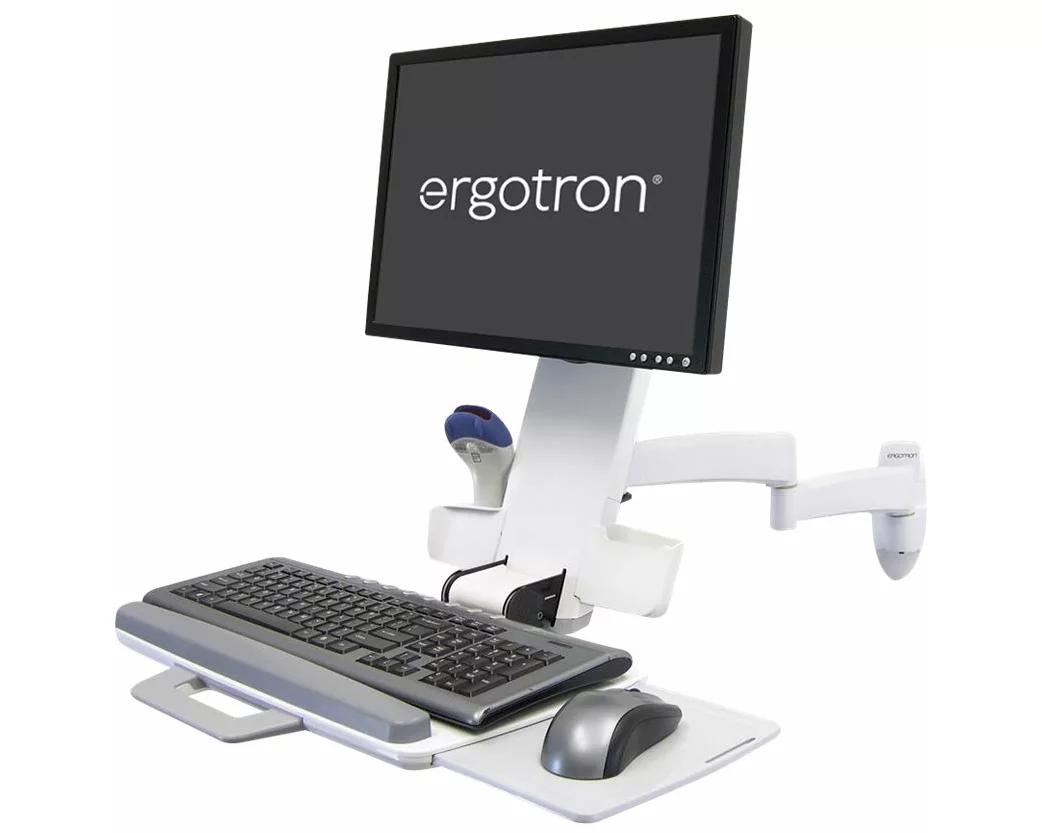 ERGOTRON wall mount, Combo Arm, 200 series, 24 inch, mouse, keyboard, barcodescanner, wristrest, white