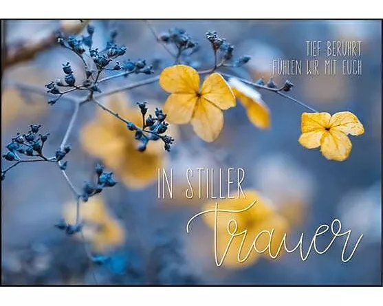 Doppelkarte. In stiller Trauer (Welke Blüten)