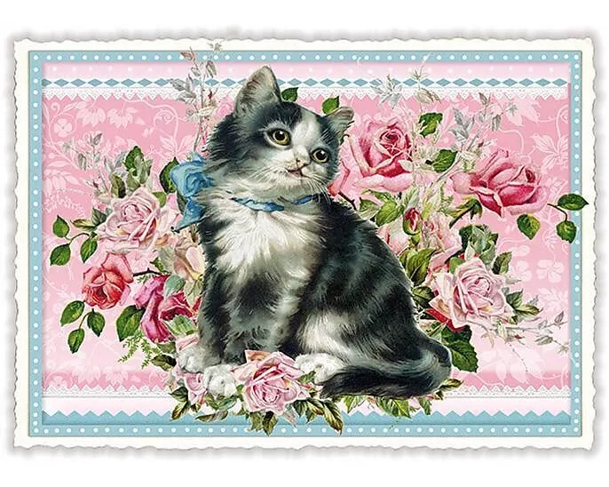 Postkarte. Sweet Memories / Katze / blanko / quer