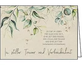 Doppelkarte. Let's go green. In stiller Trauer... (Blätter)