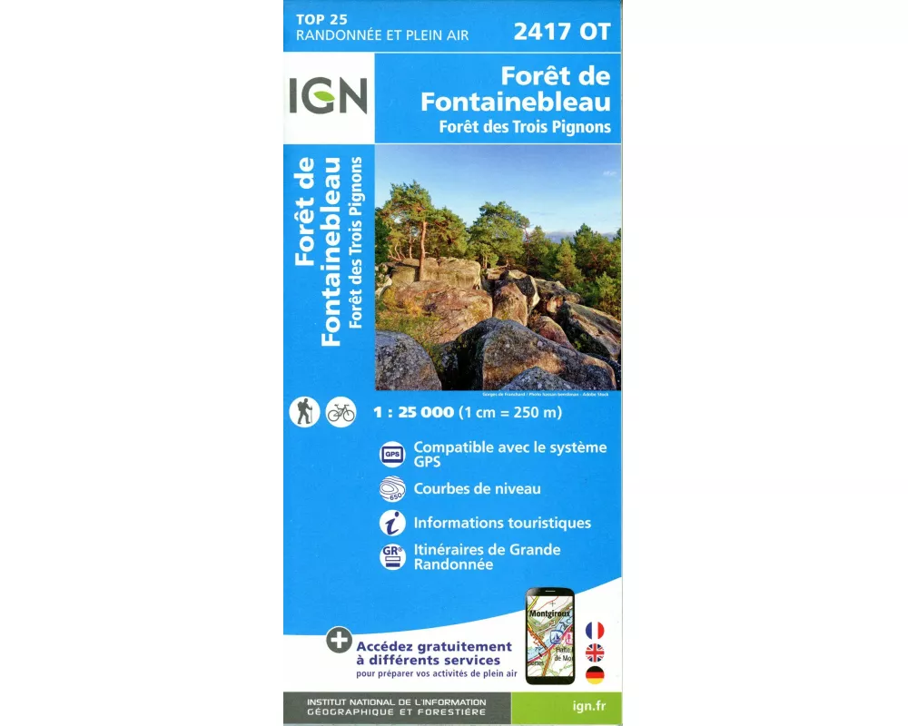 Forêt de Fontainbleau Trois Pignons 1:25 000