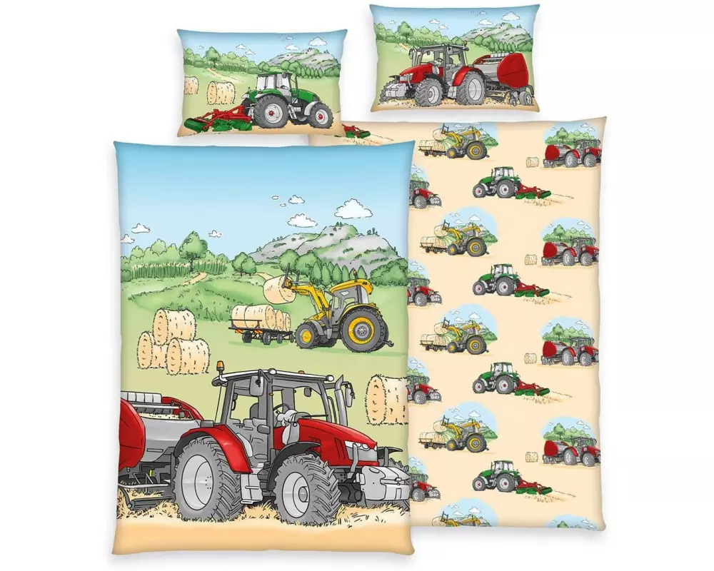 Herding Kinderbettwäsche Traktor 100 x 135 cm + 40 x 60 cm