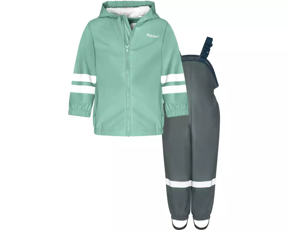 Playshoes Regen-Set Latzhose Basic Gr. 116, Grün/Grau