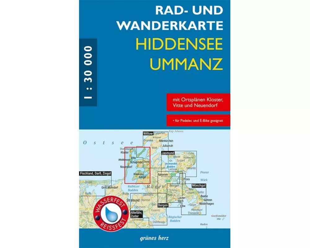 Rad- und Wanderkarte Hiddensee, Ummanz 1 :30.000