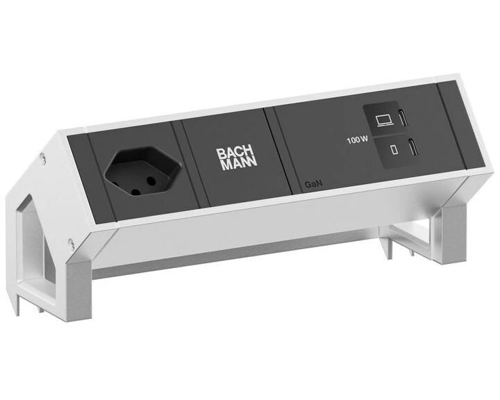 Bachmann Tischsteckdosenleiste DESK2 1xT13 1xUSB C/C 100W 0.2m INOX