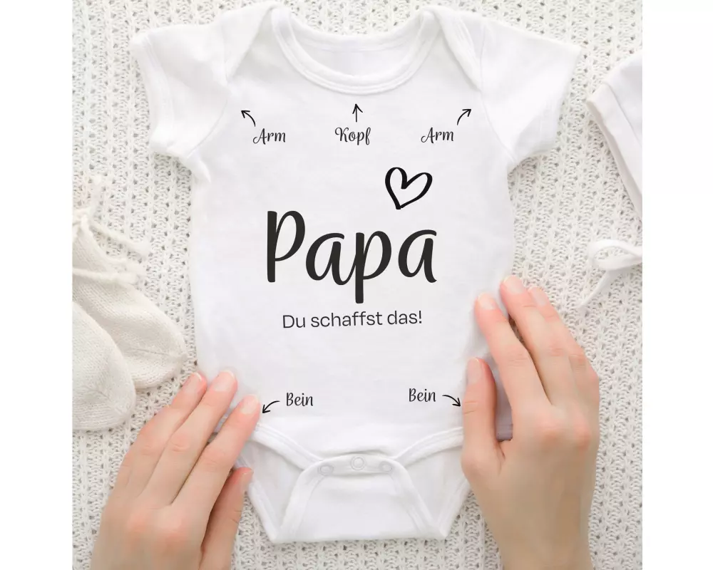 Trendcompany Babybody Papa du schaffst das, 62/68, Weiss