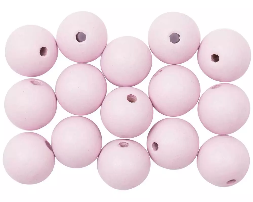 Rico Design Holzperlen Gebohrt 12 mm Rosa, 15 Stück