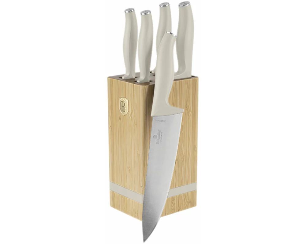 Berlinger Haus 6-teiliges Messerset mit Messerblock matt cream Sahara Collection