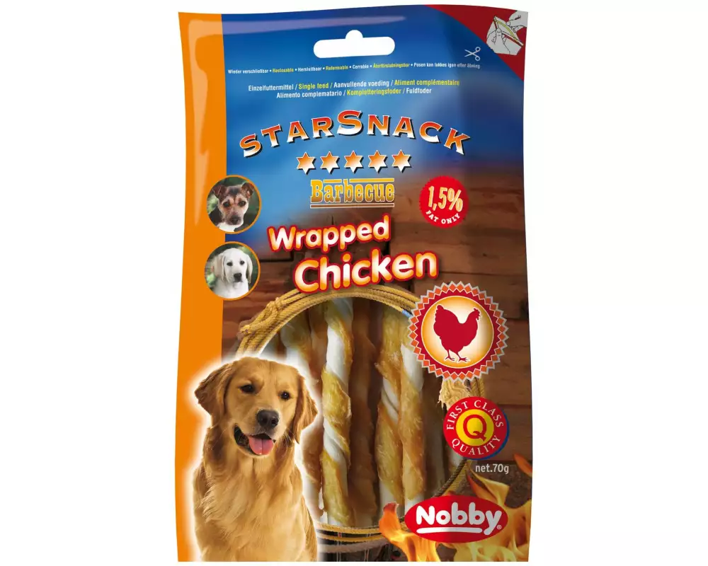 Nobby Kausnack StarSnack Barbecue Wrapped Chicken, 70 g