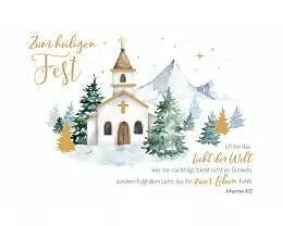 Doppelkarte. Green Karma X-MAS - Winterlandschaft mit Kirche