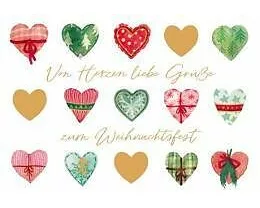 Doppelkarte. Green Karma X-MAS - Viele weihnachtliche Herzen