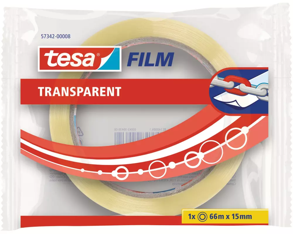 tesa Klebeband 15 mm x 66 m, Transparent, 1 Rolle