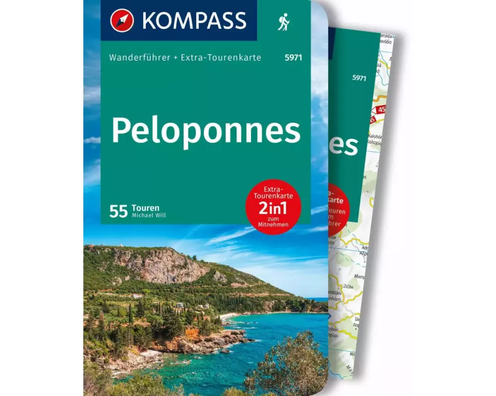 KOMPASS Wanderführer Peloponnes, 55 Touren mit Extra-Tourenkarte