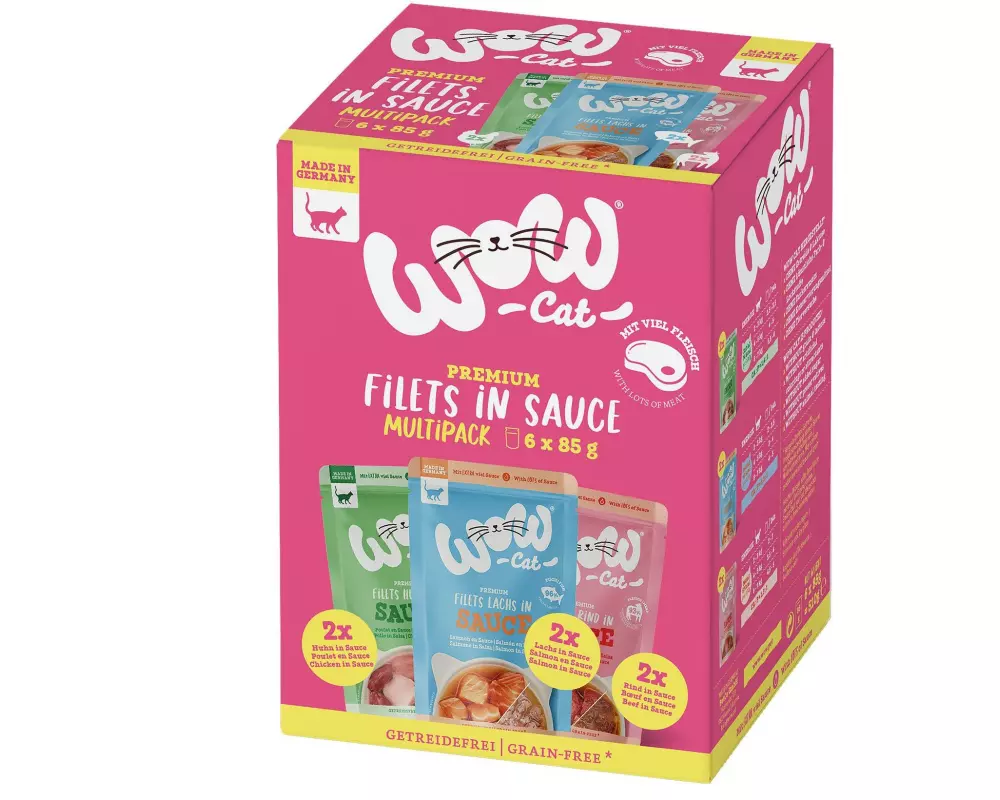 WOW Nassfutter Filets in Sauce Multipack, 6 x 85 g