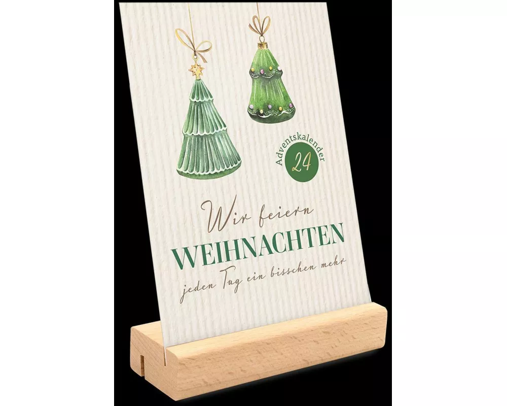 Wir feiern Weihnachten - Adventskalender mit Holzaufsteller