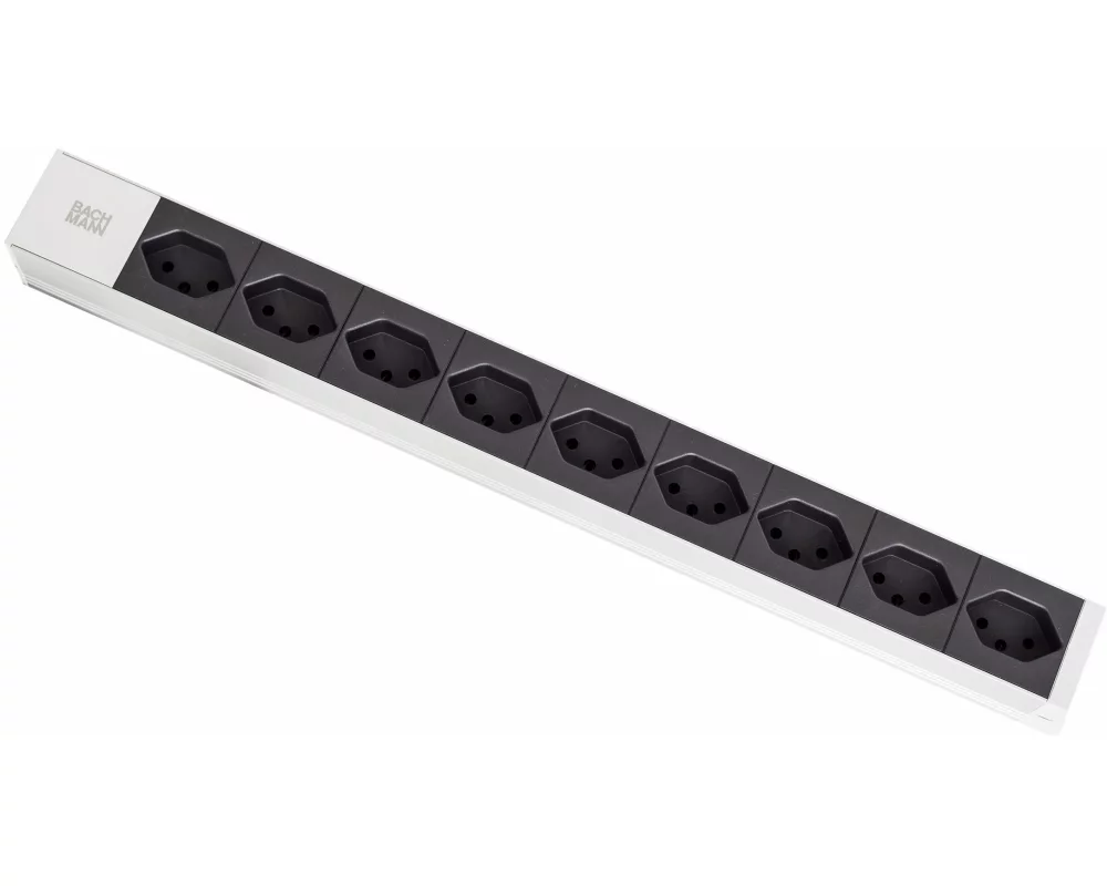 Bachmann IT PDU 19 inch 1U 9xT23 black, aluminium profile, clip angle, 3m power cord T23