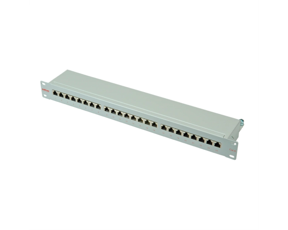 ROLINE Cat.6 (Class E) 19-Zoll-Patchpanel, 24P, geschirmt, grau