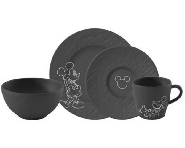 Villeroy & Boch Manufacture Rock Mickey Mouse Frühstück-Set, 4-teilig
