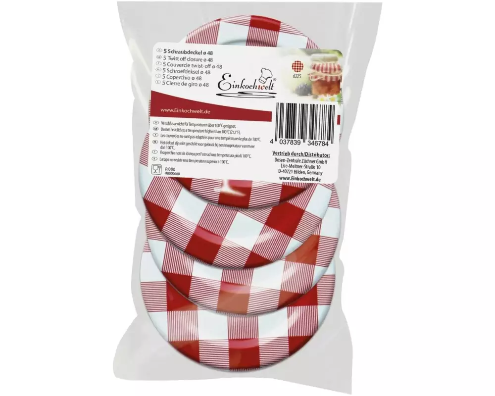 Einkochwelt Deckel 5 Stück, Ø 48 mm