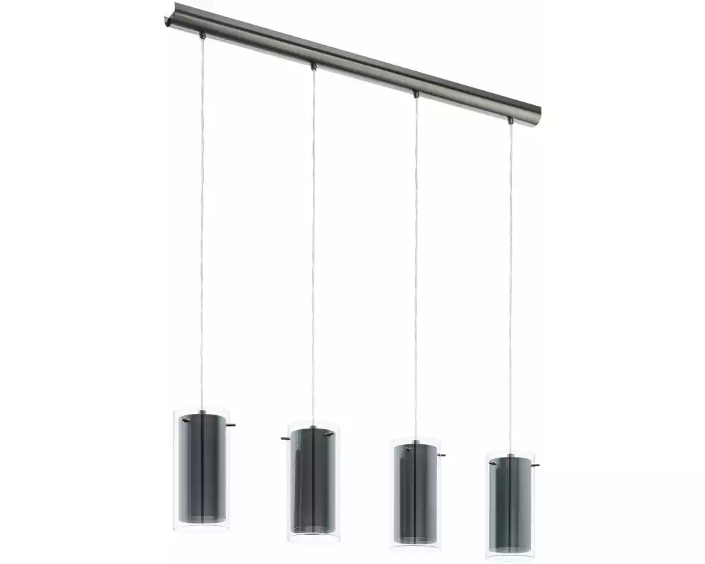 EGLO Leuchten Pendelleuchte PINTO TEXTIL 4x E27, Nickel