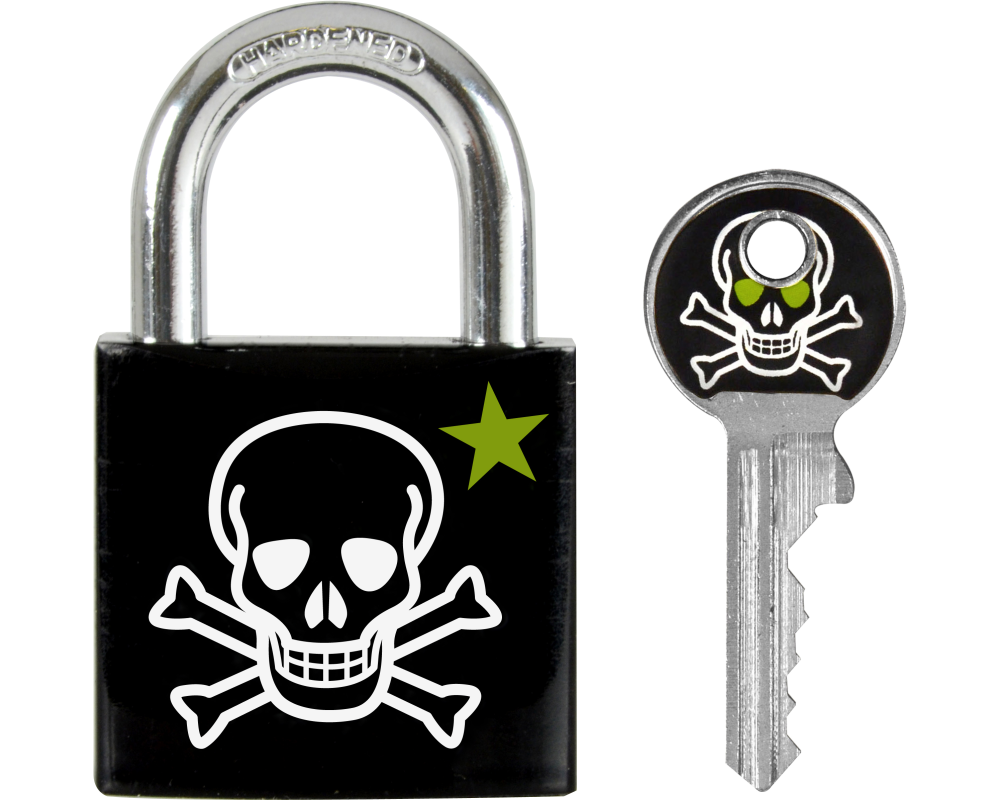 MASTER LOCK Vorhangschloss 30mm 66246800 Totenkopf Motiv