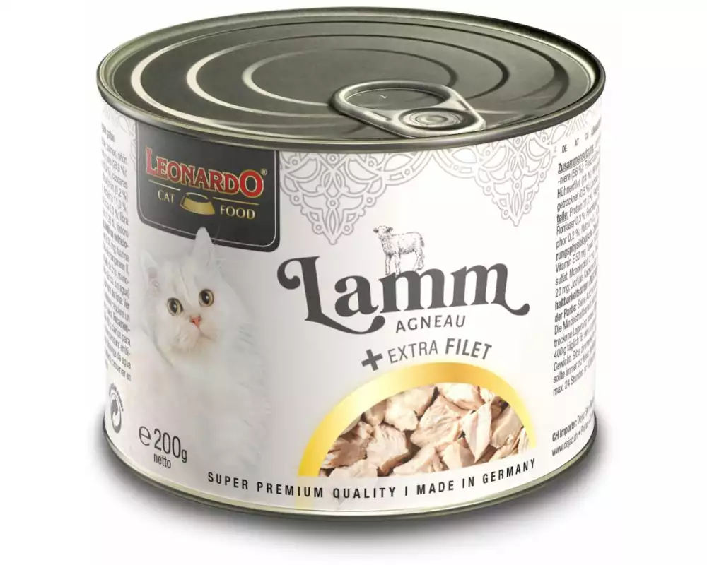 Leonardo Cat Food Nassfutter Lamm + Extra Filet, 200 g