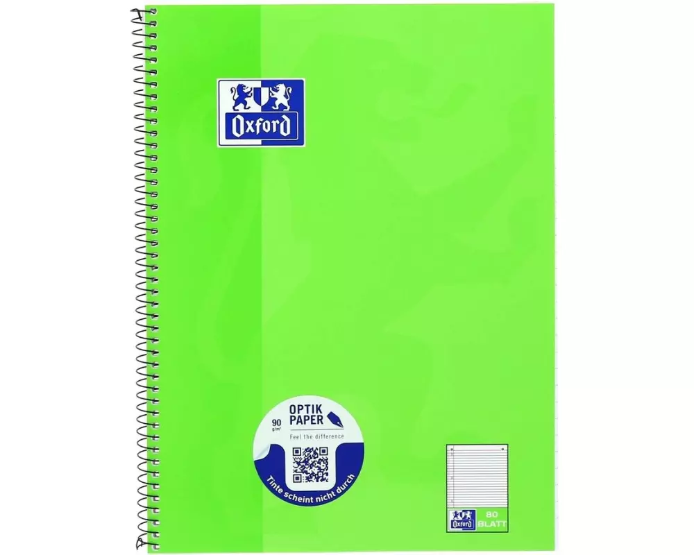 Oxford Schulheft Collegeblock A4+, liniert, Hellgrün