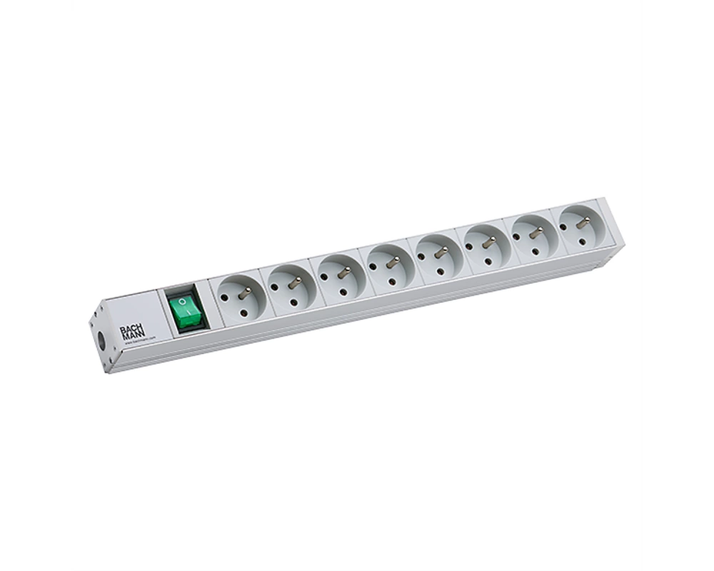 BACHMANN 19"-Steckdosenleiste 1HE 8xUTE 1xSchalter, silberfarben