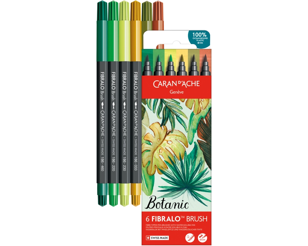 Caran d'Ache Filzstift Set Fibralo Brush Botani 6-teilig