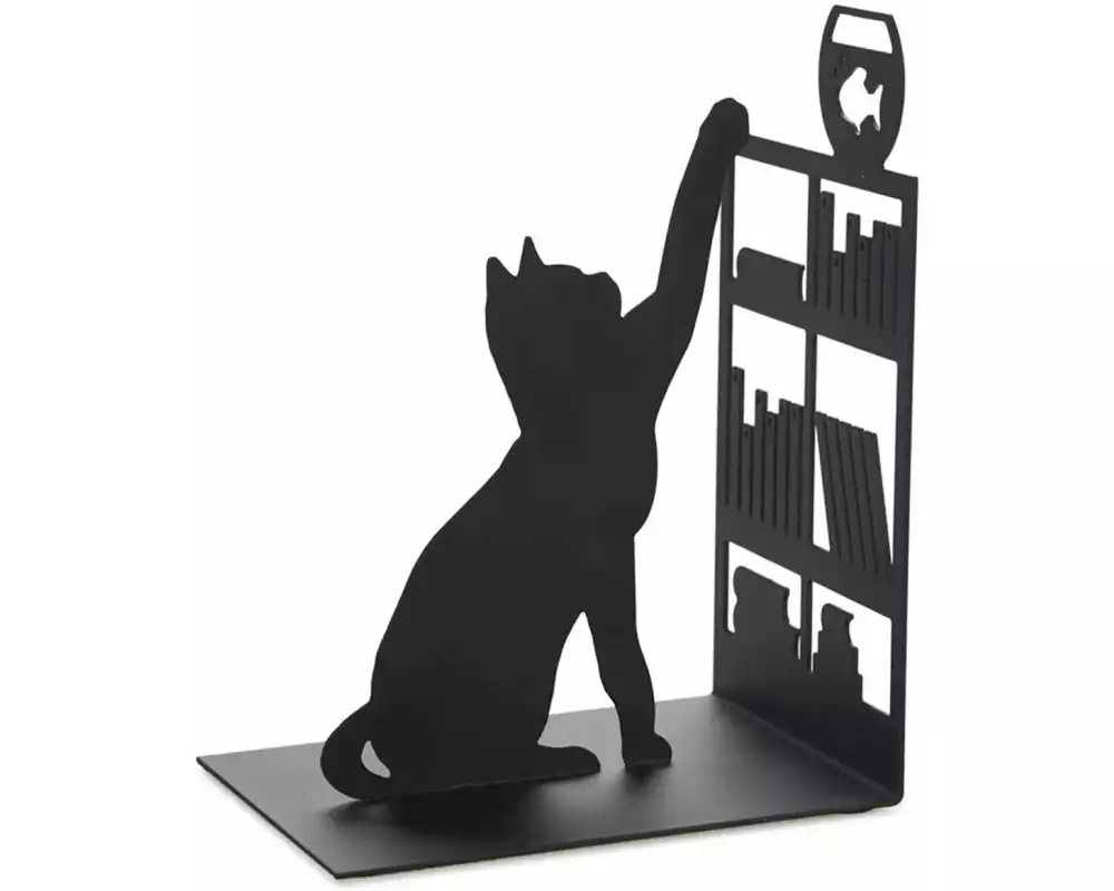 Trendform Buchstütze Fishing Cat Schwarz