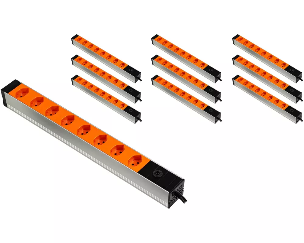 FURBER.power 19" Steckdosenleiste 8x T13 Orange, 10 Stück