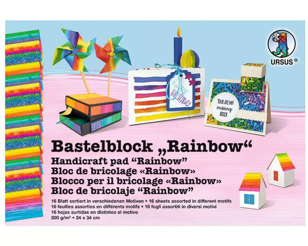 URSUS Designpapier Rainbow Mehrfarbig