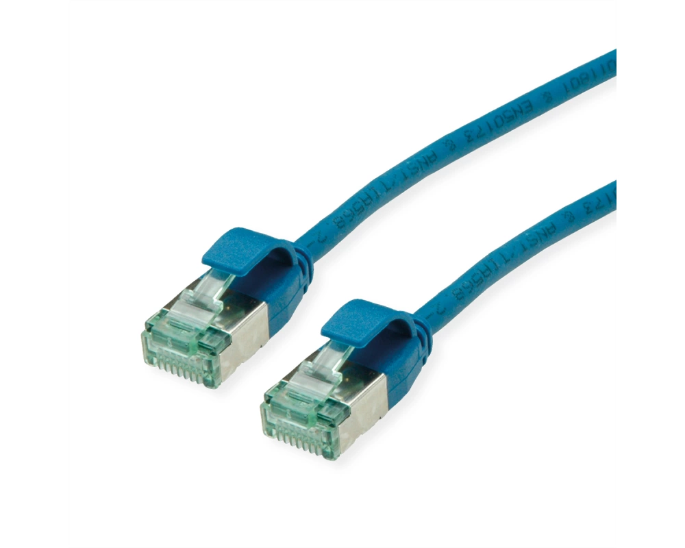 ROLINE RM U/FTP DataCenter Patchkabel Cat.6A (Class EA), slim, blau, 0,15 m
