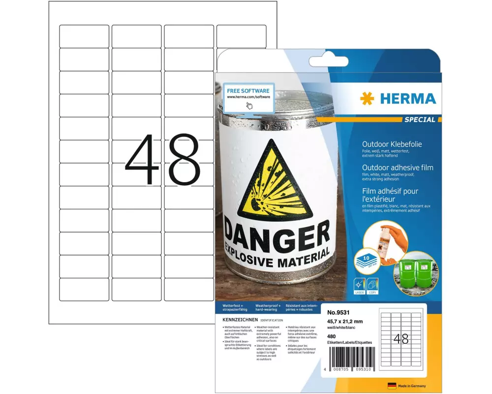 HERMA Outdoor-Etiketten 9531 45.7 x 21.2 mm, 480 Etiketten
