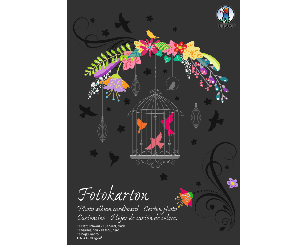 URSUS Fotokarton-Block A3 3814090SE 300g, schwarz 10 Blatt