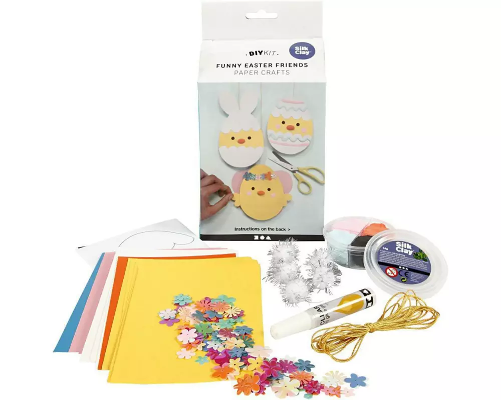 Creativ Company Bastelset Funny Easter Friends 1 Stück, Gelb/Rosa