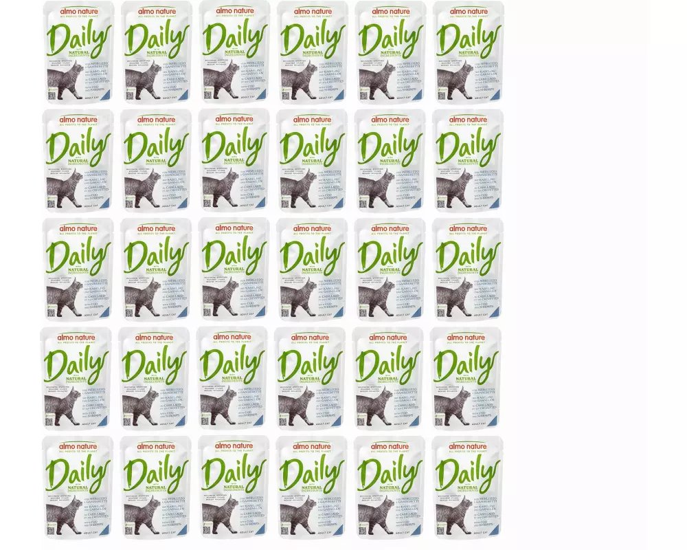 Almo Nature Nassfutter Daily mit Kabeljau und Garnelen 30 x 70g